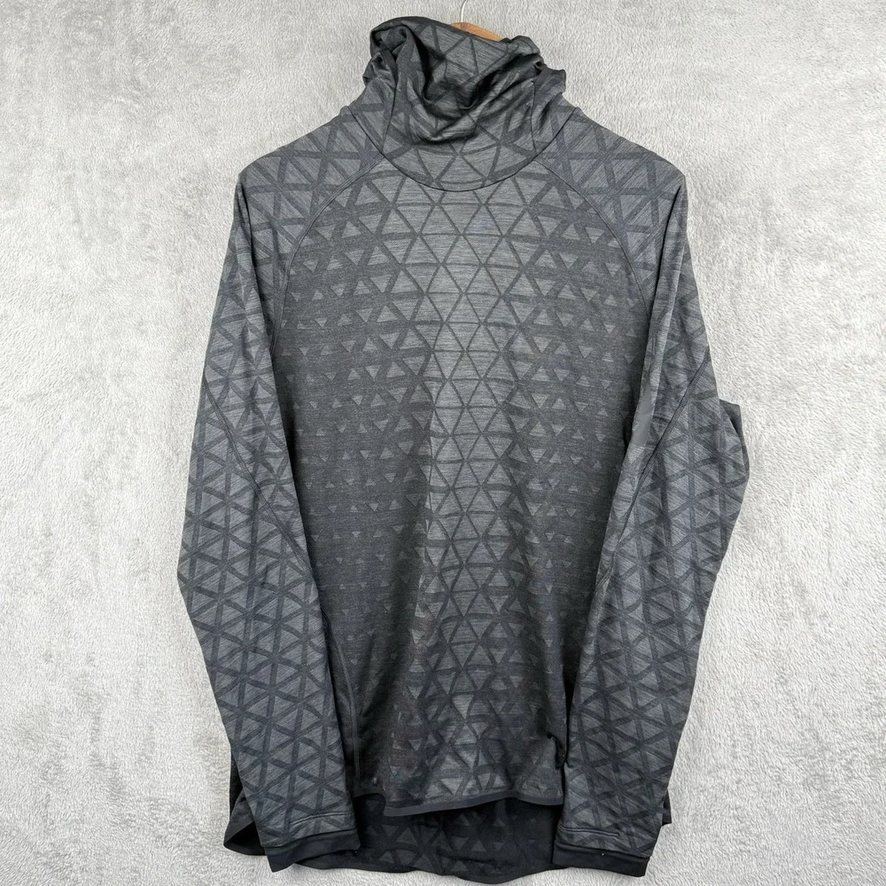 Nike Pro Therma Sphere Training Shirt Mens XL Black Geometric Tech Knit Hood Run